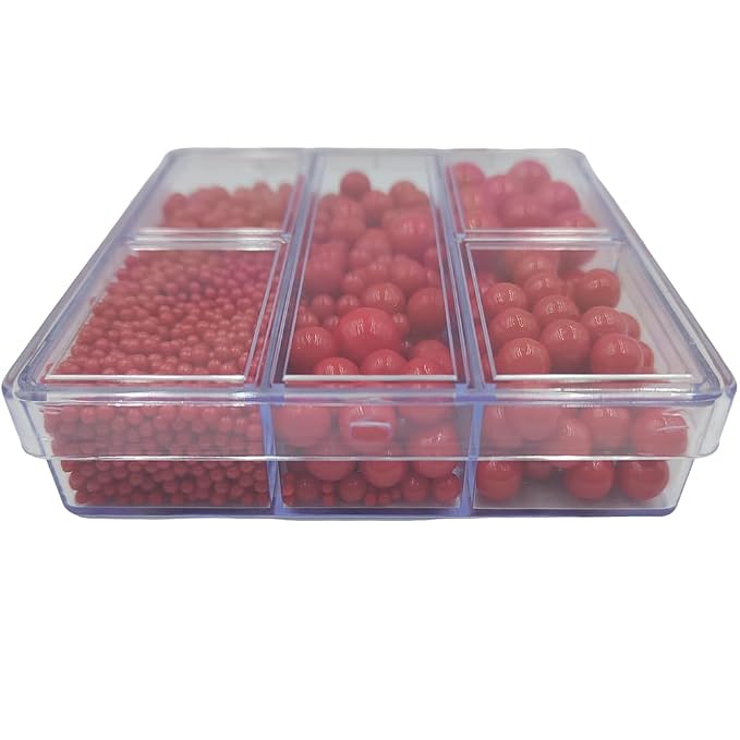 Red Pearl Sprinkles for Cake Decorating, 4 Sizes Mix Size Sugar Pearls for Cupcake Topper, Ice Cream, Donuts, Baking Decoratings (2mm, 4mm, 7mm, 10mm)