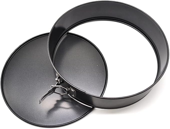 2 Pack 9.5" 24cm 10 Cups Non-Stick Spring Form Cake Mold Pan With Removable Flat Bottom, Tatinum Color Carbon Steel Bakeware Easy Release Cheese Cake Pan
