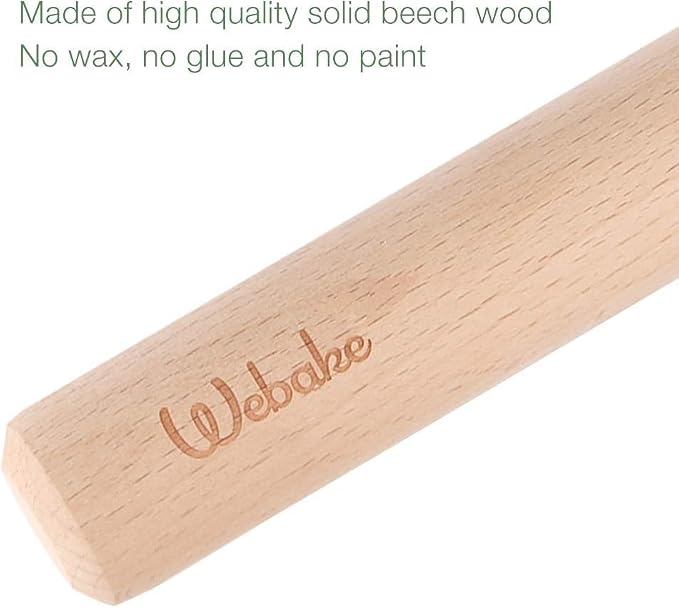 Webake Wood Rolling Pin and Tart Tamper Set,12 Inch Dough Roller for Baking Pie Shell Cookies Pasta Ravioli and Pastry