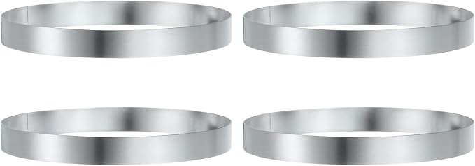 HARFINGTON 4Pcs Round Cake Ring 6.69 x 1 Inch Seamless Stainless Steel Pastry Mousse Dessert Ring Mirror Coating for Baking Cooking English Muffins Crumpet Making Tool