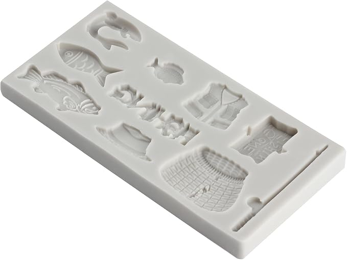 Fishing Tool Silicone Mold Small Fish Fondant Molds For Cake Decorating Cupcake Topper Candy Chocolate Gum Paste Polymer Clay