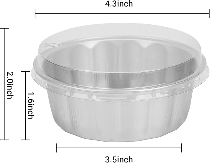 Beasea Ramekins with Lids, 8oz 50 Pack Disposable Aluminum Cups for Baking, Silver Aluminum Foil Cups Creme Brulee Muffin Cupcake Baking Cup Mini Pudding Cups for Party Wedding Birthday