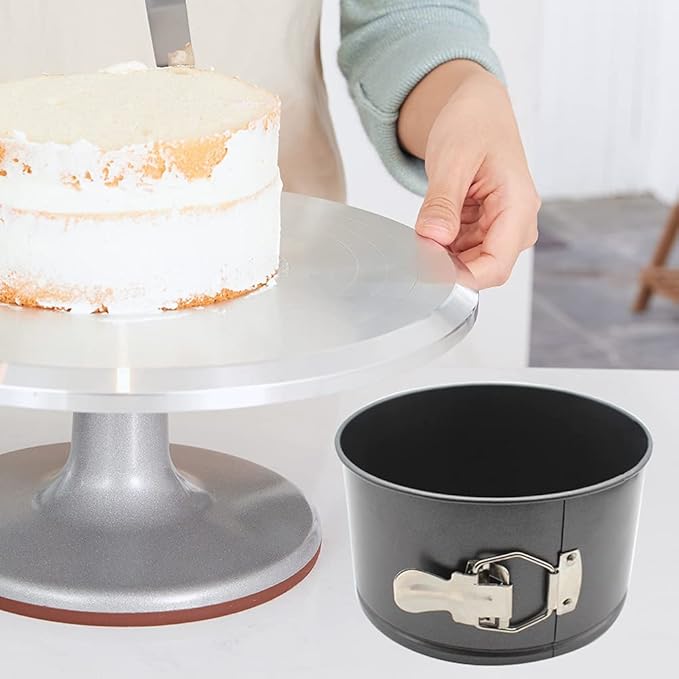 4 Pcs Springform Pan (4inch, 5inch, 6inch, 7inch), Cake Tin for Baking, Detachable Bottom Carbon Steel Cheesecake Mold (Black)