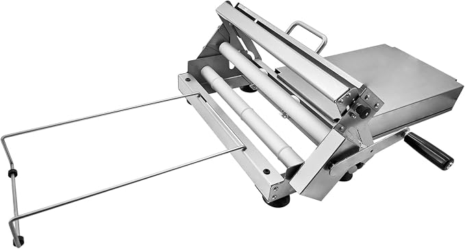 15.5" Folding Dough Sheeter Manual Dough Roller Machine with Sheeter Board Stainless Steel Dough Machine with 55 Adjustable Thicknesses Suitable for Pizza Pie Croissants and Puff Pastry