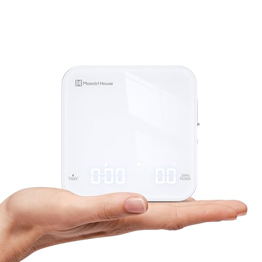 Maestri House S2 Espresso Coffee Scale with Timer, USB-C Rechargeable 2kg/0.1g Precision Shot Scale, Digital Scale for Espresso Brewing(White)