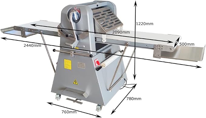 Commercial Electric Dough Sheeter 0.04-1.97in Adjustable Thickness Reversible Roller Dough Press Machine for Pizza Shop Bakery Restaurant
