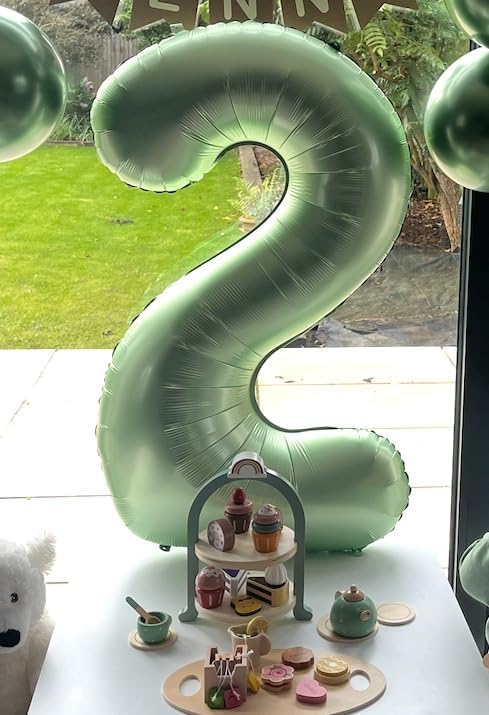 2 Numbers Balloon 40 Inch Olive Green Two Balloon Number Birthday Decor, 2nd 12 21st Party Celebration Decorations Graduations Wedding Baby Shower