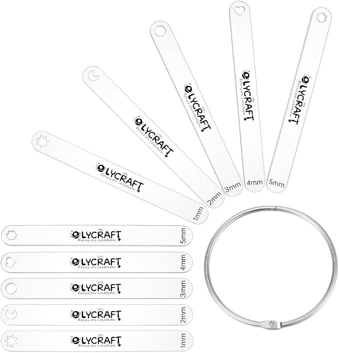 OLYCRAFT 10Pc 1/2/3/4/5mm Clay Depth Guides for Polymer Earrings DIY Making | Clear, Acrylic Polymer Clay Depth Guide Set, Adjustable Clays Rolling Pin Guide, with Protective Film, Clays Rolling Tools