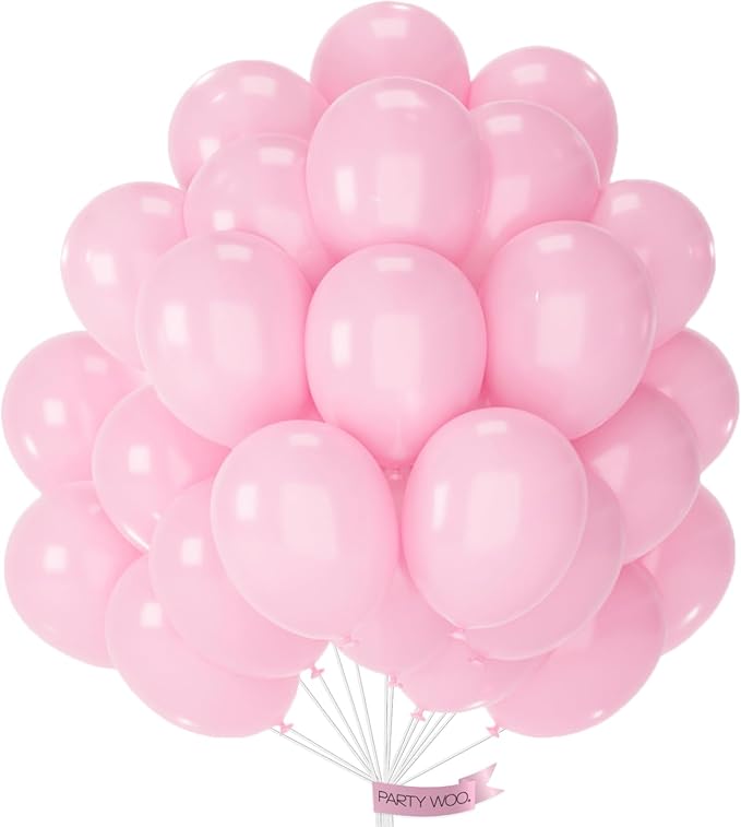 PartyWoo Light Pink Balloons 100pcs 12 Inch Pastel Pale Baby Pink Balloons for Baby Shower Gender Reveal Wedding Princess Butterfly Bachelorette Bridal Shower Birthday Party Decorations Pink-Y48