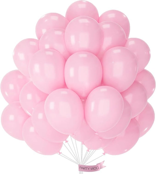 PartyWoo Light Pink Balloons 100pcs 12 Inch Pastel Pale Baby Pink Balloons for Baby Shower Gender Reveal Wedding Princess Butterfly Bachelorette Bridal Shower Birthday Party Decorations Pink-Y48