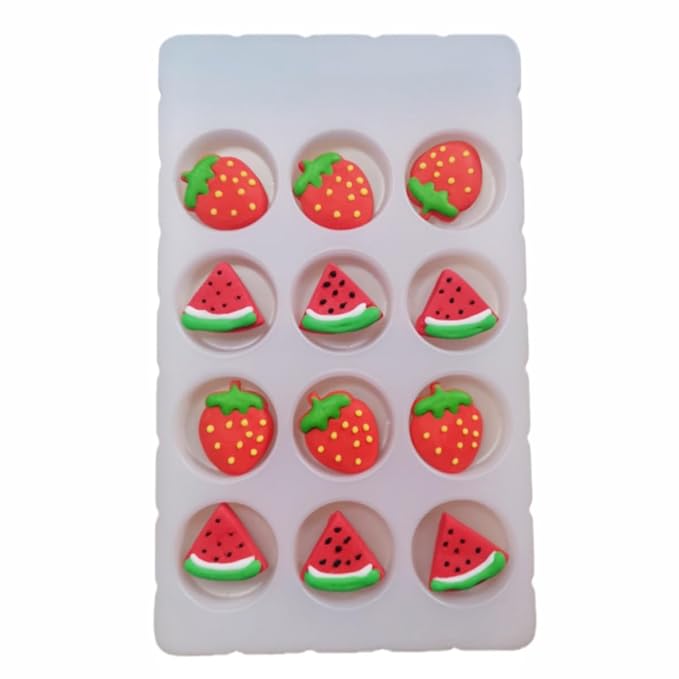 HeDeon&Rles 6 Pcs Edible Strawberry & 6 Pcs Edible Watermelon Candy for Baking Strawberry Candy Sprinkle Cake Decoration Cupcake Cokkie Icing Topper Party Supplies