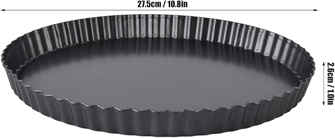 Tart Pan, Carbon Steel Quiche Pan with Removable Bottom Nonstick Deep Baking Dish Pie Plate Mold for Baking Tarts, Pies, Quiches, Brownies (11 inch)