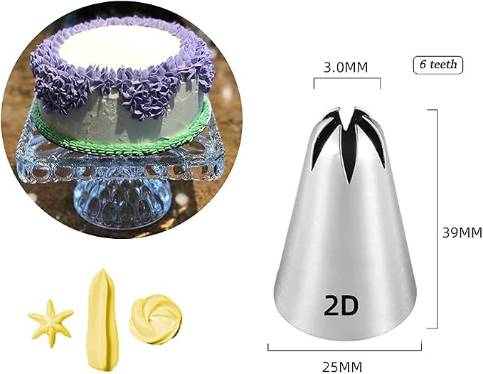 Large Icing Piping Tips, 3 Pcs, Silver, Open Star, Flower, Cake Decorating Tips Set Kit