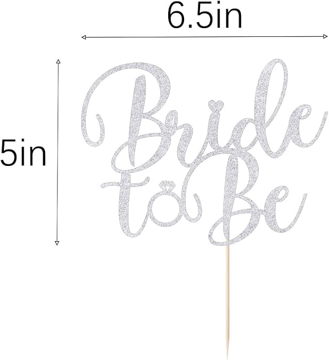 Silver Glitter Bride to Be Cake Topper - Bridal Shower Cake Topper,for Wedding Shower;Engagement;Bachelorette;Hen Party Decorations (silver)
