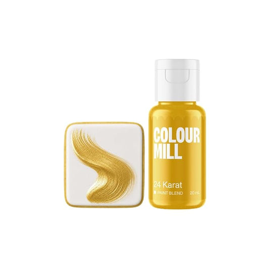 Colour Mill Edible Food Paint – Vibrant Cake & Fondant Decorating Colors for Cookies, Chocolate, Royal Icing & Desserts 20 Milliliters - Metallic 24 Karat