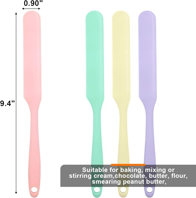4 Pcs Silicone Jar Spatula, Non-Stick Heat Resistant Cake Cream Spatulas Set, 9.8 inch Cake Cream Butter Spatulas(4 colors）