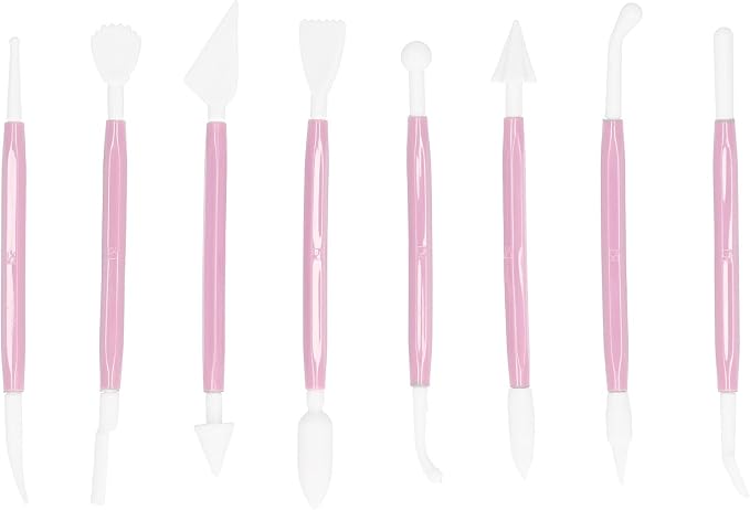 Cake Decorating Tools, 8PCS Fondant Modeling Set Decorating Hand Sculpting Tools Kit for Bakery (Pink)