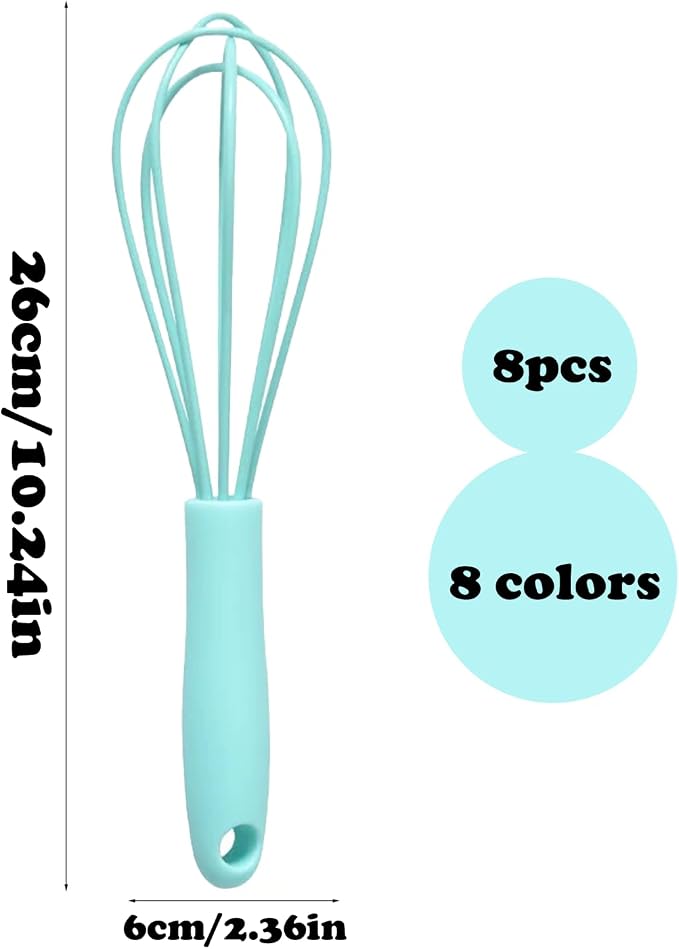 Silicone Whisk 8Pcs Mini Silicone Whisks for Blending Whisking Beating Stirring Cooking and Baking Kitchen Essential Tools