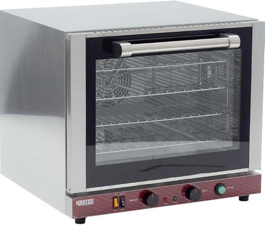Kratos Commercial Oven, Half Size Countertop Electric Convection Oven with Steam Control, Stainless Steel, 208/240V (29M-059)