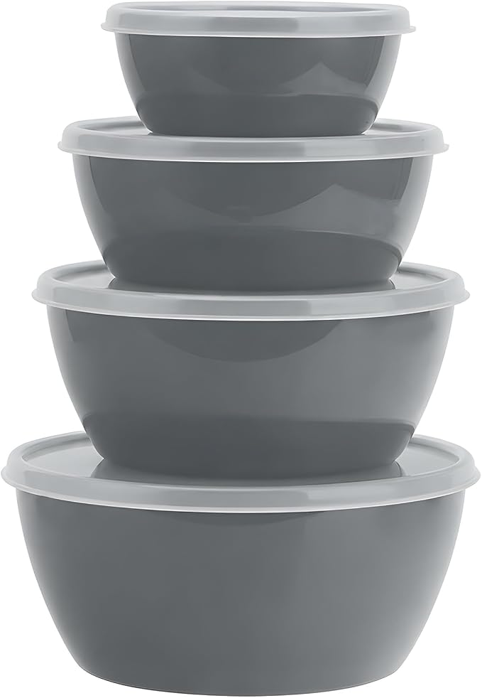 ZHANG XIAO QUAN SINCE 1628 Food Storage Containers Set of 4, PP5 Plastic Fresh-Keeping Container BPA Free, Airtight Lids, Microwave and Freezer Safe, GREY