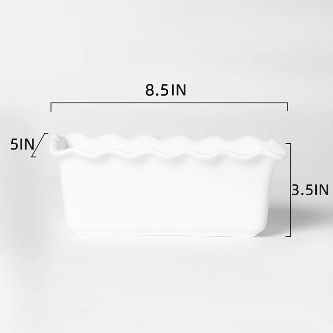 Porcelain Nonstick Baking Bread Loaf Pan, 8.5 x 5 Inch, White