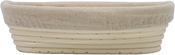 BetterJonny 9 inch Rectangle Banneton Bread Proofing Basket, Artisan Bread Dough Proofing Rattan Basket +Liner Combo for Professional and Home Bakers
