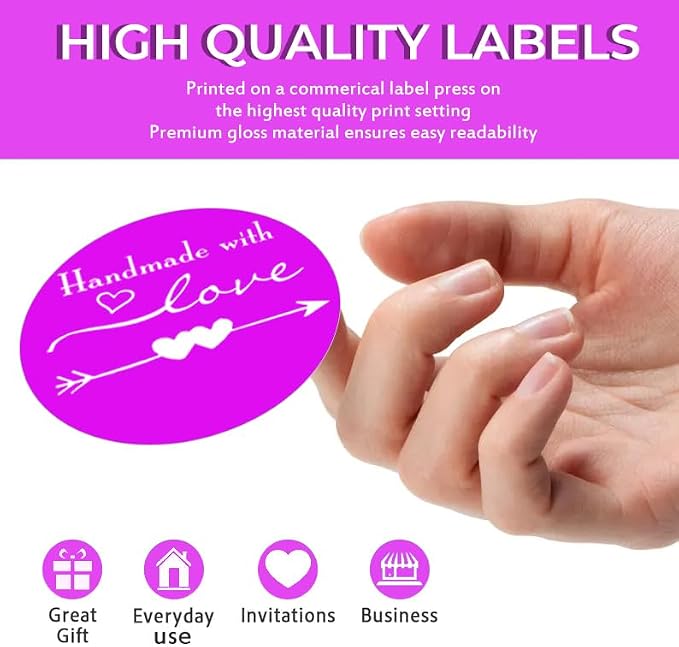 400 Pack Custom Handmade/Homemade with Love Label Stickers|Personalize Business Logo Labels|1.5/2inch Round Personalized Labels in Various Designs for Crafts,Baking,Gifts and Small Business