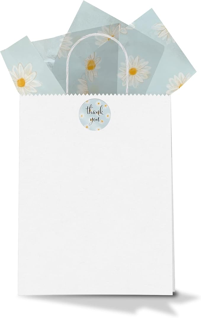 1.5 Inch Round 500 Count Daisy Floral Perforated Roll Stickers - Thank You Labels for Favors - Packing Thank You Stickers for Small Business Store Owners