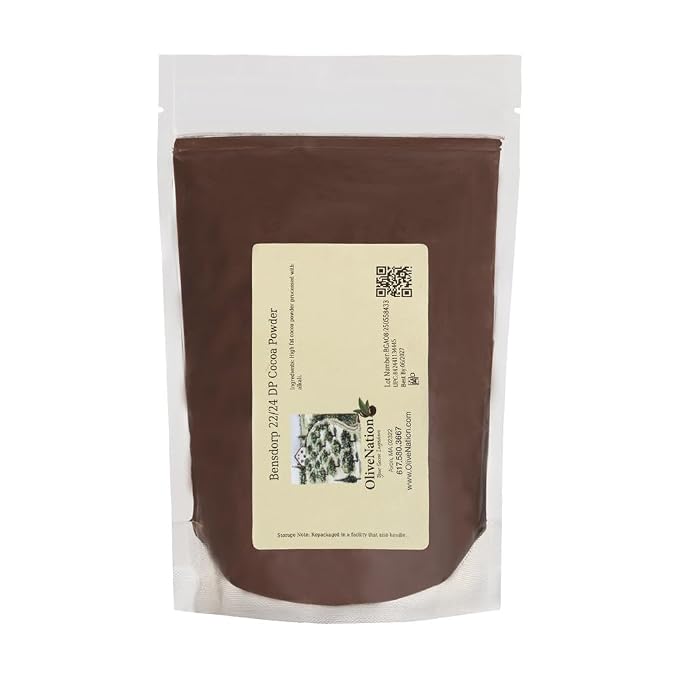 Bensdorp 22/24 Fat Dutch Process Cocoa Powder, High Fat Alkalized Unsweetened Cocoa for Brownies, Cakes, Cookies, Frosting, Fillings, Ganache, Confections, Candy, Beverages from OliveNation - 8 ounces