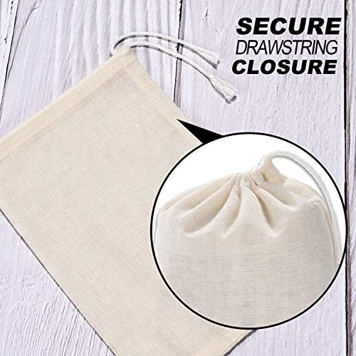 Tatuo 50 Pieces 4 x 6 Inches Muslin Cotton Drawstring Bags Canvas Linen Sachet Bag Reusable Empty Gift Pouch for Party Home Supplies