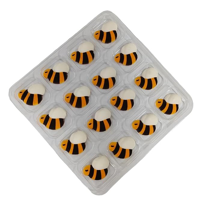 Edible Candy 3D Bee Cake Decorations Dessert Sugar Sprinkles for Cake Decorating Cookie DIY Cupcake Topper Icing Frosting Decoration Birthday Halloween Christmas Party Supplies