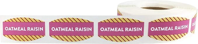 Oatmeal Raisin Grocery Store Food Labels .75 x 1.375 Inch Oval Shape 500 Total Adhesive Stickers