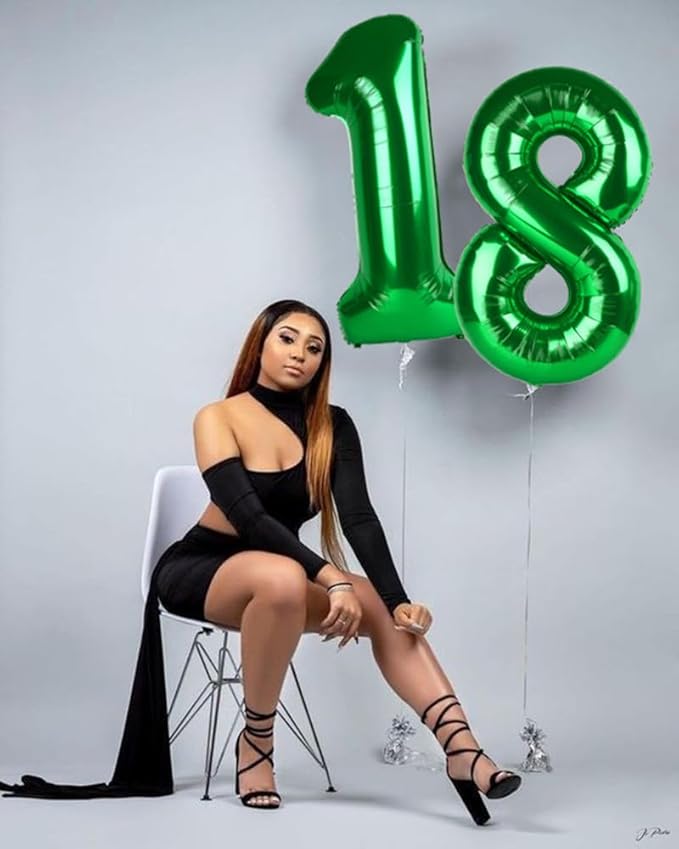 Number 6 Balloon 40 Inch, 6 7 Six Seven Birthday Decorations, 6th Birthday Balloon for Men Women, Dark Green 16 60 61 65 Numbers Balloons Party Wedding Events Decorations