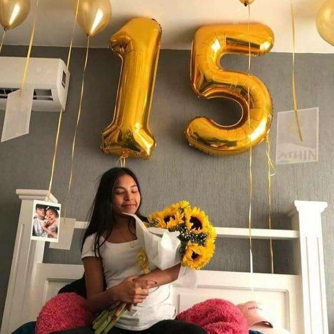 Gold Number 50 Balloon 40 inch, 50 Number Balloons, 50th Gold Birthday Decorations, 50 Year Old Women Men Golden Party Supplies