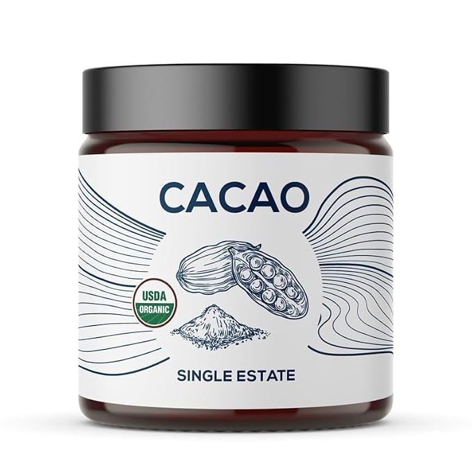 One Farm by WAAYB Organic Cacao, Single Estate, Non-GMO, Fair-Trade, Vegan, Gluten Free, 100% Raw Rizek Cacao in Resealable Bag for Cooking, Smoothies, Lattes & Baking (2.6 oz Jar, Powder)