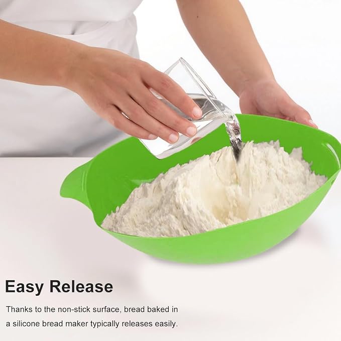 Silicone Bread Bowl,Bread Maker Mold for Baking Bread,Flexible Soft Loaf Pan for Homemade Bread Sourdough,Bakeware Tool for Baking,Easy to Mix,Proof and Bake (Green)