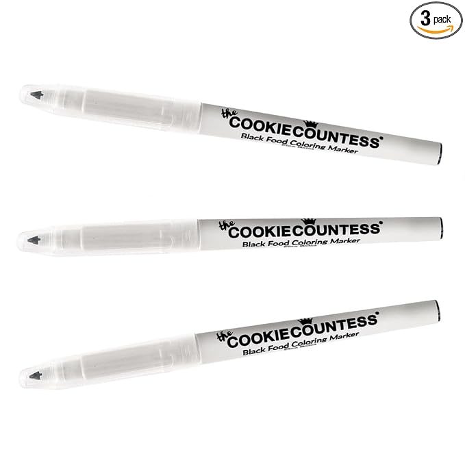 The Cookie Countess Black Fine Tip Food Marker - Value Pack of 3