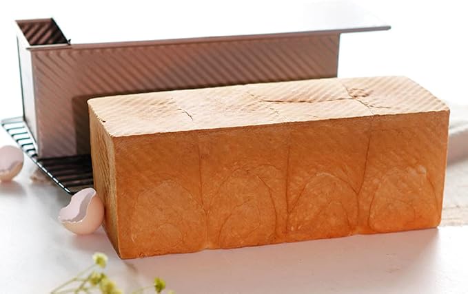 CANDeal Gold Corrugated Pullman Loaf Pan with Lid, Nonstick Commercial Bread Toast Mold for Baking, 2.2LB Durable Carbon Steel Baking Tins Set, Easy Release & Clean, Perfect for Home Bakery & Kitchen
