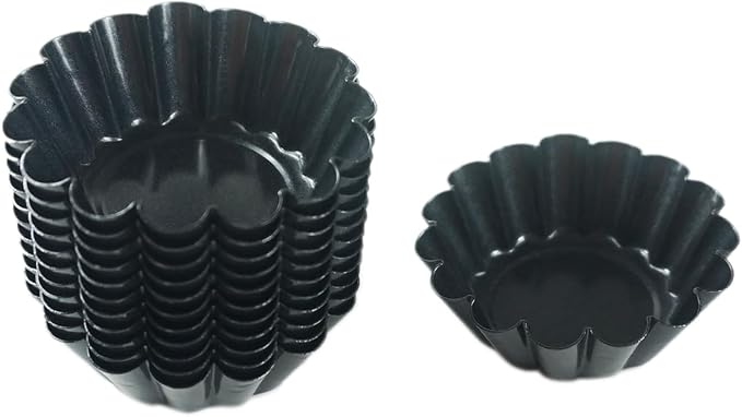 12 Packs Egg Tart Molds, Mini Carbon Steel 2.6 Inch Egg Tart Pans, Non-stick Reusable Egg Tart Shell, Cake Muffin Mold Tin Pan for Baking Cupcakes, Cookies, Pies, Pudding, Tartlet, Quiches
