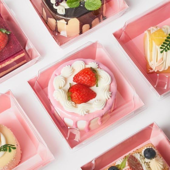 Charcuterie Boxes with Clear Lids, 5.32 x 4.92 x 2.36 Inch Dessert Boxes, Square Disposable Paper Bakery Boxes to Go Food Containers for Desserts, Sandwich, Cookie, Sushi