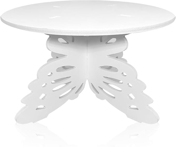 AOCEAN 12 Inch Butterfly Cake Stand, White PVC Butterfly Cake Holder Centerpiece for Birthday Wedding Baby Shower, Round Cupcake Dessert Stand for Party Table Decor