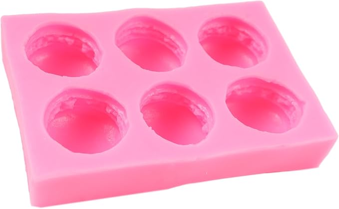 6-Cavity 3D Macaroon Silicone Molds Macaron Hamburger Fondant Mold Chocolate Candy Molds For Cake Decoration Cupcake Topper Polymer Clay Gum Paste Mini Soap Bath Bomb