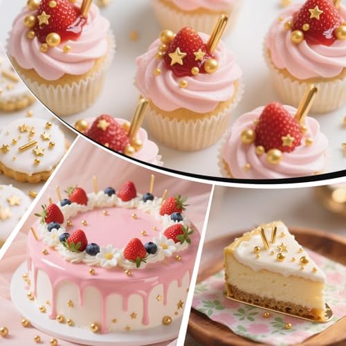 Gold Pearl Star Rods Sprinkles Edible, 150g/5.29oz, Edible Gold Pearls Sprinkles for Cake Decorating, Cupcakes Cookies Toppers, Holiday Sprinkles, Party, Birthday Supplies