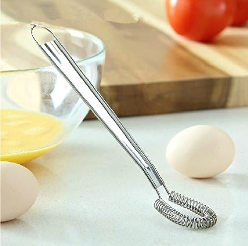 Stainless Steel Mini Spring Egg Beater Silicone Whisk Magic Hand Held Sauce Stirrer Blender Milk Frother Foamer Coffee Mixer (Steel Coil)
