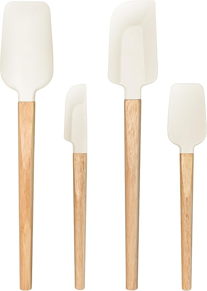 4 Piece Silicone Spatula Set - Food Grade Rubber Spatulas, Nonstick Spoonula & Jar Scraper for Cooking, Baking, Mixing, Frosting - Heat Resistant Up to 600°F, Dishwasher Safe