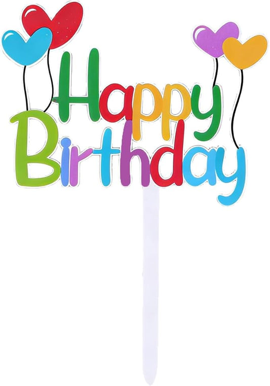 Acrylic Happy Birthday Cake Topper Durable Reusable Perfect for Birthday Cakes, Cupcakes, Dessert Tables Ideal for Kids Adults Birthday Celebrants (Colorful)