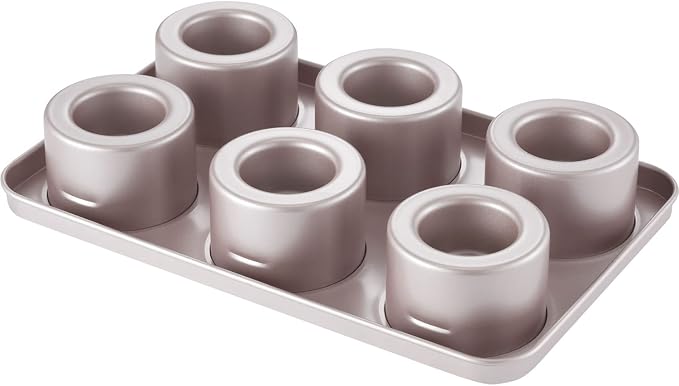CHEFMADE Brownie Muffin Cake Pan,6-Cavity Non-Stick Bowl Pan Bakeware for Oven Baking (Champagne Gold)