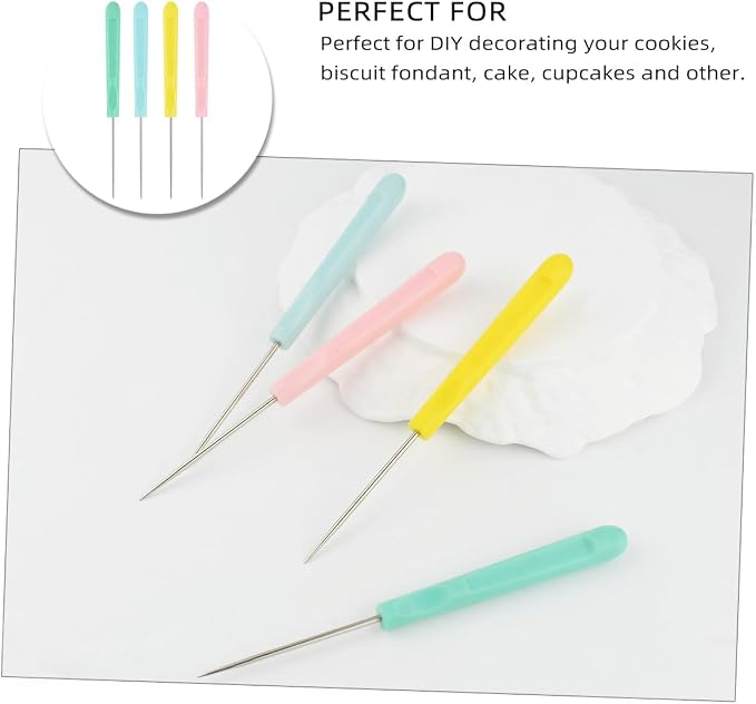 Cookie Decorating Scribe Supplies Icing Scribe Tool for Cake DIY Craft Leather Awl Tool Sewing Stainless Steel Fondant Sugar Stir Needle Biscuit Icing Pin Kit with Handle Baking Scribe Tool(12 Pieces