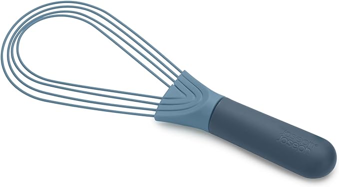 Joseph Joseph 981000 Twist Whisk 2-In-1 Collapsible Balloon and Flat Whisk Silicone Coated Steel Wire, Sky & 98999 Nest Measure Measuring Cup Set, Sky Blue