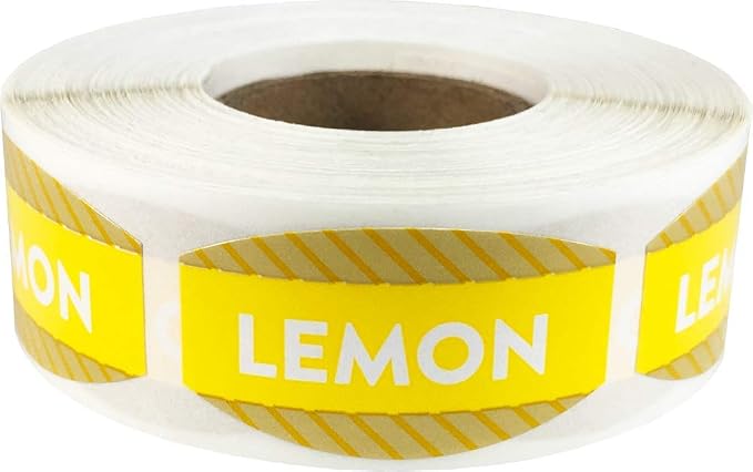 Lemon Grocery Store Food Labels .75 x 1.375 Inch Oval Shape 500 Total Adhesive Stickers
